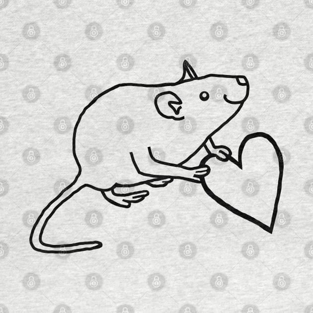 Minimal Rat Holds Your Heart Outline by ellenhenryart